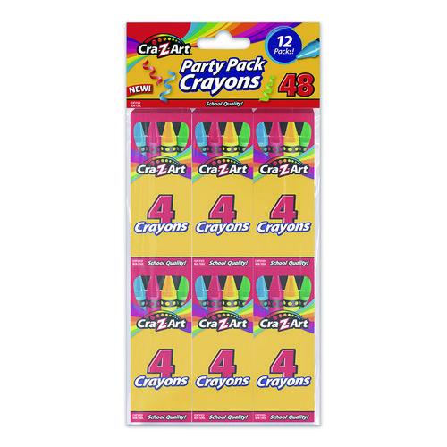 Picture of Crayons, 4 Assorted Colors, 4/Box, 12 Boxes/Pack