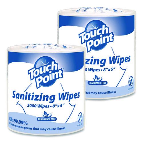 Picture of Hand Sanitizing Wipes Refill, 5 x 8, Fragrance Free, White, 2,000 Wipes/Roll, 2 Rolls/Carton