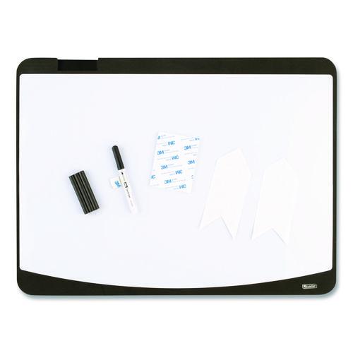 Picture of Tack/Write Dry Erase Marker Board, 25.5" x 17.5", Black/White Surface, Black Plastic Frame
