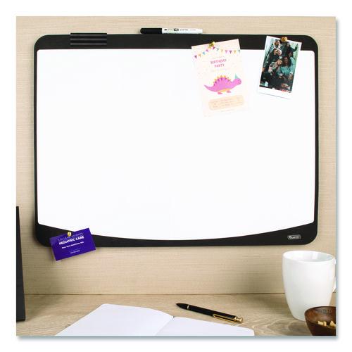 Picture of Tack/Write Dry Erase Marker Board, 25.5" x 17.5", Black/White Surface, Black Plastic Frame