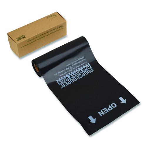 Picture of Dog Waste Bags, Open-Face, 0.5 gal, 8" x 13", Black, Perforated Roll, 200 Bags/Roll, 10 Rolls/Carton