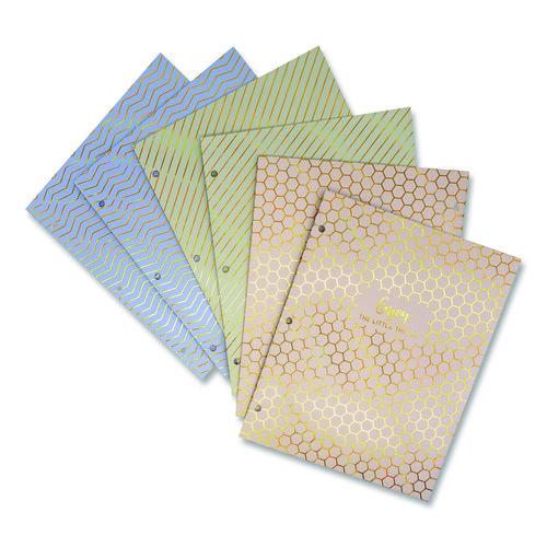 Picture of Two-Pocket Portfolio Folder, 1" Capacity, 9.6 x 11.9, Haze, Blue/Green/Taupe, 6/Pack