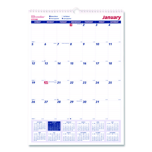 Twin-Wirebound+Wall+Calendar%2C+One+Month+per+Page%2C+12+x+17%2C+White+Sheets%2C+12-Month+%28Jan+to+Dec%29%3A+2025