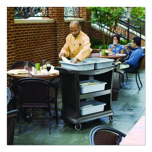 Picture of Executive Service Cart, Plastic, 3 Shelves, 300 lb Capacity, 20.33" x 38.9" x 38.9", Black