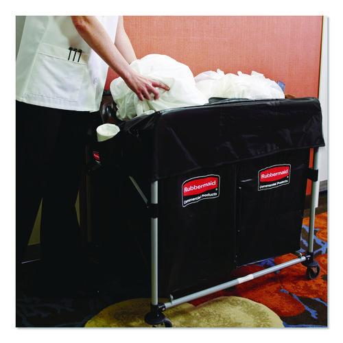 Picture of Two-Compartment Collapsible X-Cart, Synthetic Fabric, 2.49 cu ft Bins, 24.1" x 35.7" x 34", Black/Silver