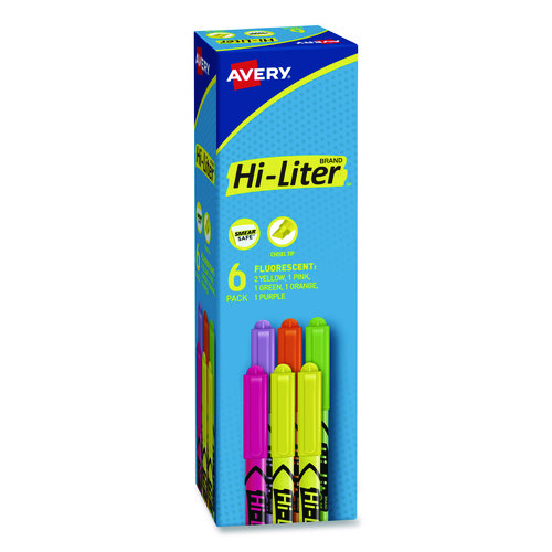 Hi-Liter+Pen-Style+Highlighters%2C+Assorted+Ink+Colors%2C+Chisel+Tip%2C+Assorted+Barrel+Colors%2C+6%2Fset