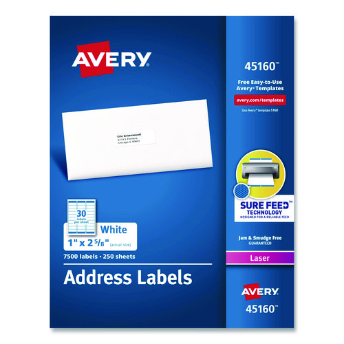 White+Address+Labels+W%2F+Sure+Feed+Technology+For+Laser+Printers%2C+Laser+Printers%2C+1+X+2.63%2C+White%2C+30%2Fsheet%2C+250+Sheets%2Fbox