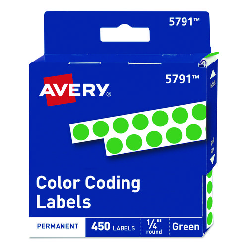 Handwrite-Only+Permanent+Self-Adhesive+Round+Color-Coding+Labels+in+Dispensers%2C+0.25%26quot%3B+dia%2C+Green%2C+450%2FRoll%2C+%285791%29