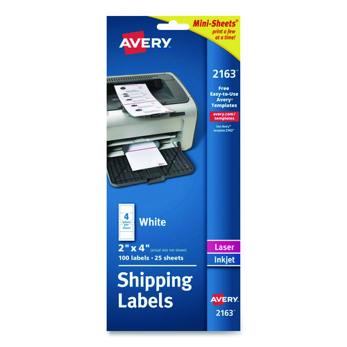 Mini-Sheets+Mailing+Labels%2C+Inkjet%2Flaser+Printers%2C+2+X+4%2C+White%2C+4%2Fsheet%2C+25+Sheets%2Fpack