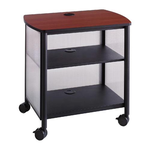 Picture of Impromptu Deskside Machine Stand, Metal, 3 Shelves, 100 lb Capacity, 26.25" x 21" x 26.5", Cherry/White/Black