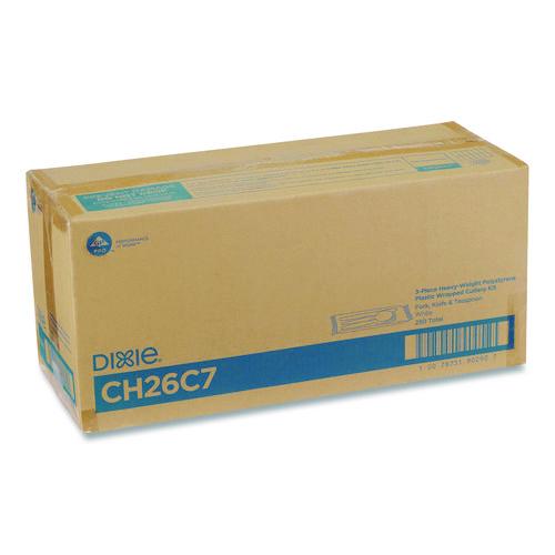 Picture of Heavyweight Polystyrene Cutlery, Fork/Knife/Teaspoon, Plastic, White, 250/Carton