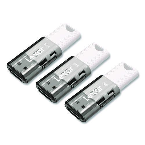 Picture of JumpDrive S60 USB 2.0 Flash Drive, 64 GB, Gray/White, 3/Pack