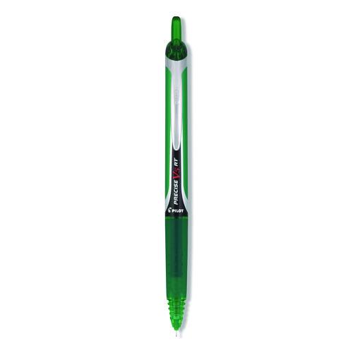Picture of Precise V5RT Rollerball Pen, Retractable, Extra-Fine 0.5 mm, Green Ink, Green/Silver Barrel