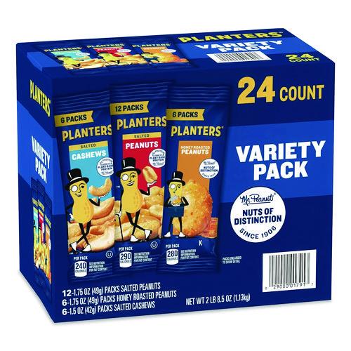Picture of Salted Nuts Variety Pack, Assorted Flavors, 1.5 oz/1.75 oz Packs, 24/Carton