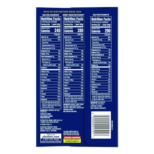Picture of Salted Nuts Variety Pack, Assorted Flavors, 1.5 oz/1.75 oz Packs, 24/Carton