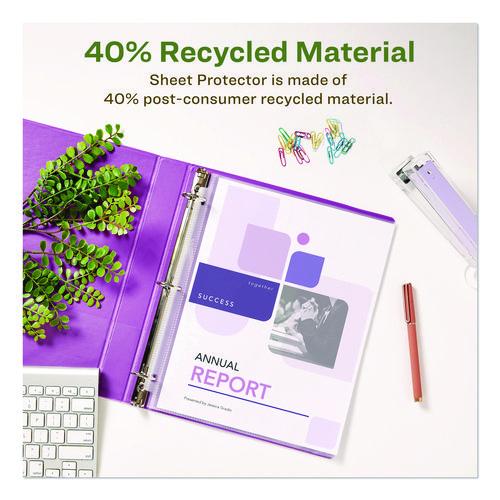 Picture of Recycled Economy Weight Sheet Protector, Side: 3-Hole Punched, Top Load 8.5 x 11 Insert, Semi-Clear Front, 100/Box