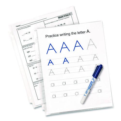 Picture of Recycled Economy Weight Sheet Protector, Side: 3-Hole Punched, Top Load 8.5 x 11 Insert, Semi-Clear Front, 100/Box