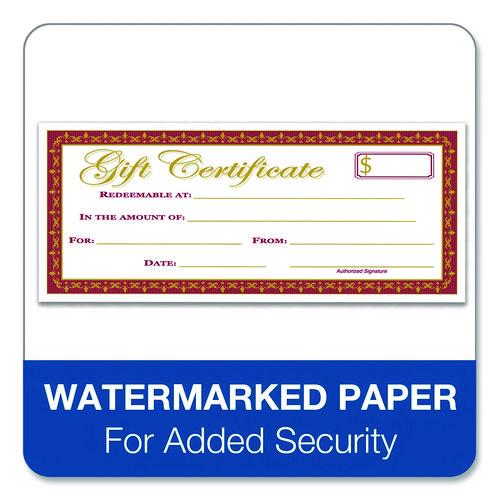 Picture of Gift Certificate with Stub Book, 7.81 x 3.25, Cream, 25 Certificates