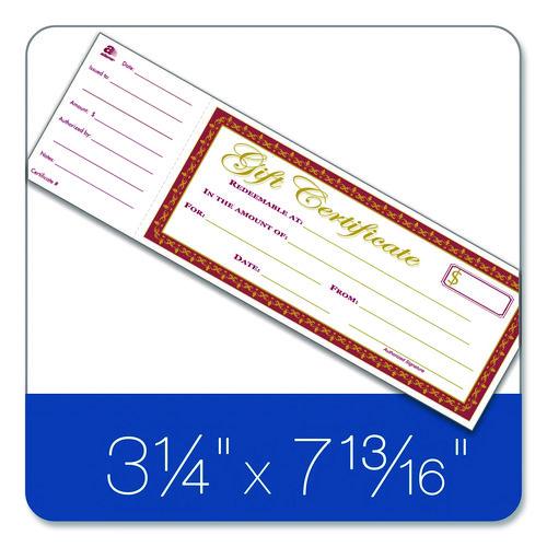Picture of Gift Certificate with Stub Book, 7.81 x 3.25, Cream, 25 Certificates
