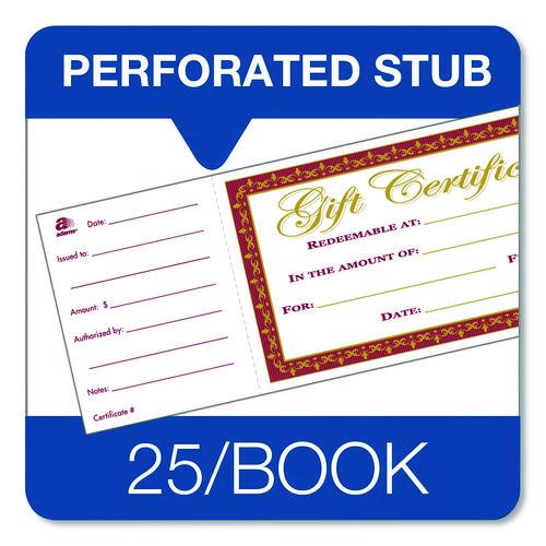 Picture of Gift Certificate with Stub Book, 7.81 x 3.25, Cream, 25 Certificates