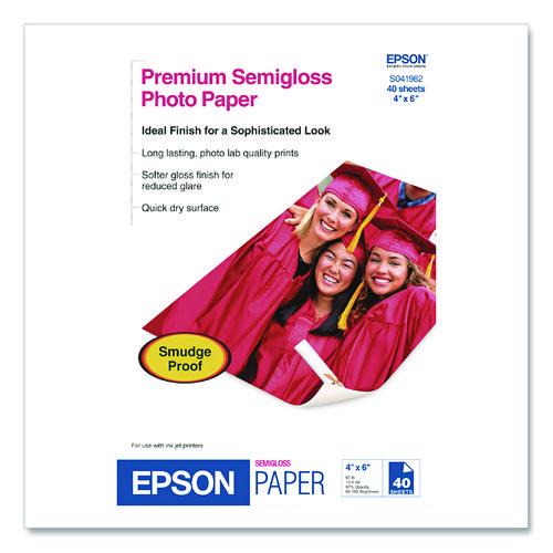 Picture of Premium Semigloss Photo Paper, 7 mil, 4 x 6, Semi-Gloss White, 40/Pack