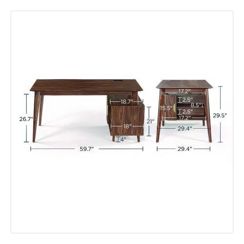 Picture of MidMod Storage Desk, Gold Pull, 59.7" x 29.4" x 29.5", Espresso