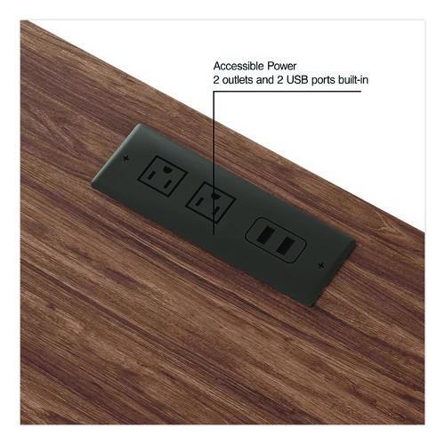 Picture of Essentials Writing Table-Desk with Integrated Power Management, 47.5" x 23.7" x 28.8", Espresso/Aluminum