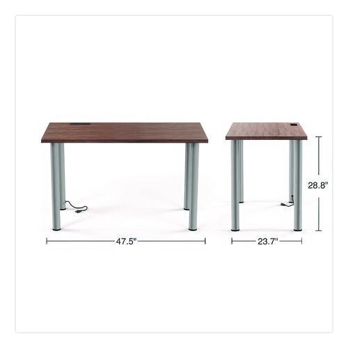 Picture of Essentials Writing Table-Desk with Integrated Power Management, 47.5" x 23.7" x 28.8", Espresso/Aluminum