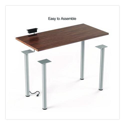 Picture of Essentials Writing Table-Desk with Integrated Power Management, 47.5" x 23.7" x 28.8", Espresso/Aluminum