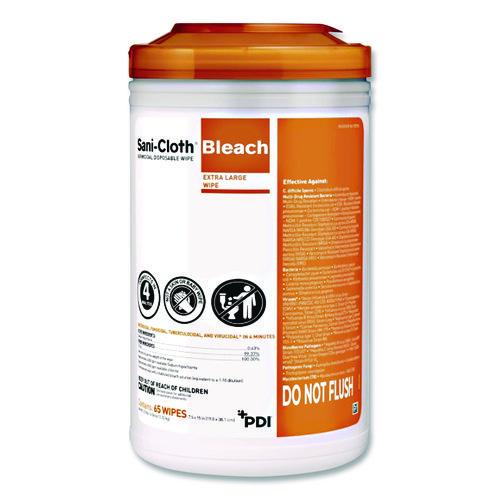 Picture of Sani-Cloth Bleach Germicidal Disposable Wipes, 1-Ply, 7.5 x 15, Unscented, White, 65/Pack