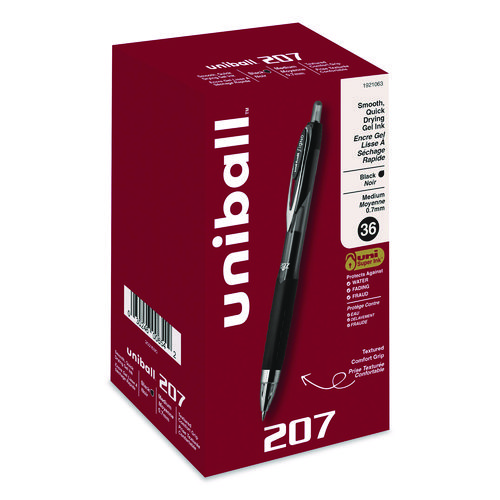 Signo+207+Gel+Pen+Value+Pack%2C+Retractable%2C+Medium+0.7+mm%2C+Black+Ink%2C+Smoke%2FBlack+Barrel%2C+36%2FBox