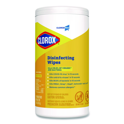 Disinfecting+Wipes%2C+1-Ply%2C+7+x+8%2C+Lemon+Fresh%2C+White%2C+75%2FCanister