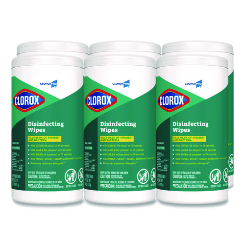 Disinfecting+Wipes%2C+1-Ply%2C+Fresh+Scent%2C+7+x+8%2C+White%2C+75%2FCanister%2C+6+Canisters%2FCarton