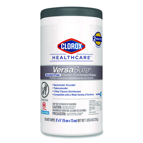 VersaSure+Cleaner+Disinfectant+Wipes%2C+1-Ply%2C+6.75+x+8%2C+Fragranced%2C+White%2C+150+Towels%2FCanister