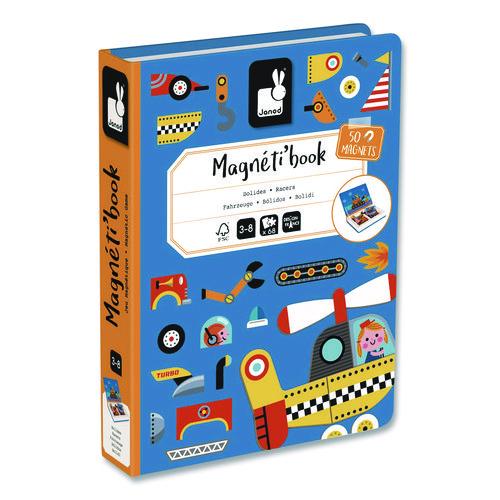 Picture of Magneti'books, Racers, 68 Pieces, (18 Cards, 50 Magnetic Shapes), Ages 3 to 8