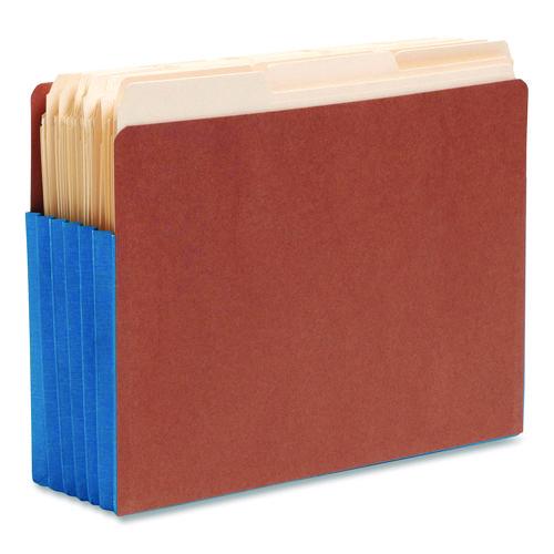 Picture of Redrope Drop-Front End Tab File Pockets, Fully Lined 6.5" High Gussets, 5.25" Expansion, Letter Size, Redrope/Blue, 10/Box