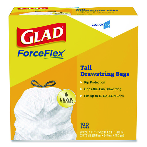 CloroxPro+ForceFlex+Tall+Kitchen+Drawstring+Trash+Bags%2C+13+gal%2C+24+x+27.38%2C+Gray%2C+100%2FBox