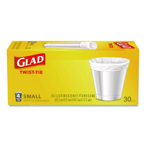 Picture of Small Twist-Tie Trash Bags, 4 gal, 0.74 mil, 23 x 21.63, White, 30/Box