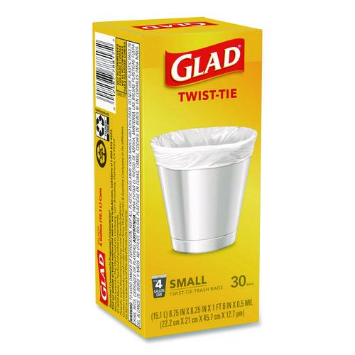 Picture of Small Twist-Tie Trash Bags, 4 gal, 0.74 mil, 23 x 21.63, White, 30/Box