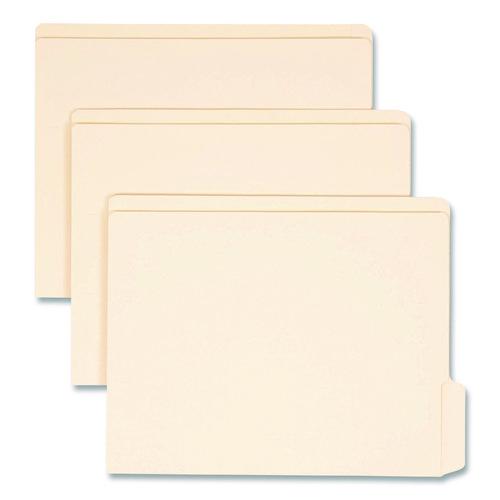 Picture of Heavyweight Manila End Tab Folders, 9" High Front, 1/3-Cut Tabs: Bottom, Letter Size, 0.75" Expansion, Manila, 100/Box