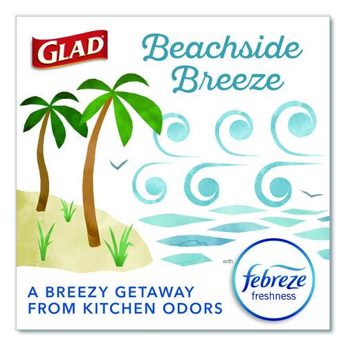 Picture of OdorShield Small Drawstring Trash Bags, 4 gal, Beachside Breeze Scent, 0.5 mil, 18" x 17", Blue, 80/Box