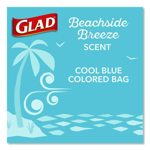 Picture of OdorShield Small Drawstring Trash Bags, 4 gal, Beachside Breeze Scent, 0.5 mil, 18" x 17", Blue, 80/Box