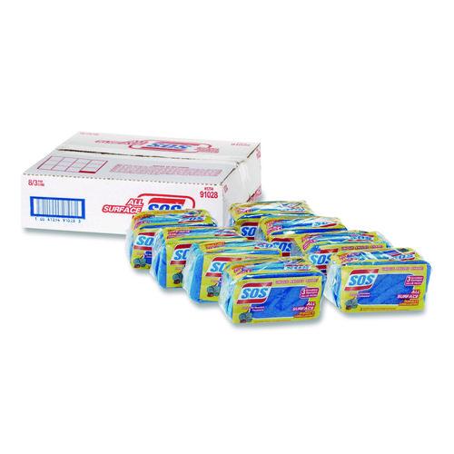 Picture of All Surface Scrubber Sponge, 2.5 x 4.5, 0.9" Thick, Dark Blue, 3/Pack, 8 Packs/Carton