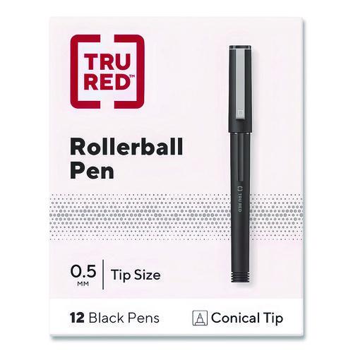 Picture of Rollerball Pen, Stick, Fine 0.5 mm, Black Ink, Black/Clear Barrel, Dozen