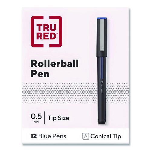 Picture of Rollerball Pen, Stick, Fine 0.5 mm, Blue Ink, Black/Blue/Clear Barrel, Dozen