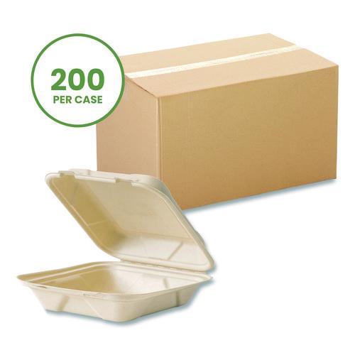 Picture of Nourish Molded Fiber Takeout Containers, Compostable, 7.9 x 7.9 x 2.9, White, Sugarcane, 200/Carton