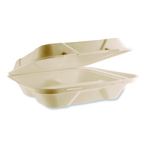 Picture of Nourish Molded Fiber Takeout Containers, Compostable, 3 Compartments, 5 x 9 x 2, White, Sugarcane, 200/Carton