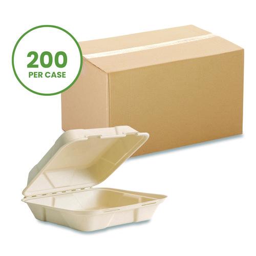Picture of Nourish Molded Fiber Takeout Containers, Compostable, 9 x 9 x 3, Natural, Sugarcane, 200/Carton