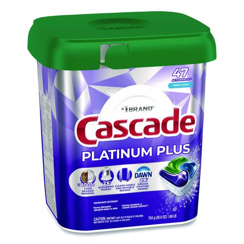 Picture of Platinum Plus ActionPacs Dishwasher Detergent Pods, Fresh Scent, 26.6 oz Tub, 47/Tub, 3 Tubs/Carton