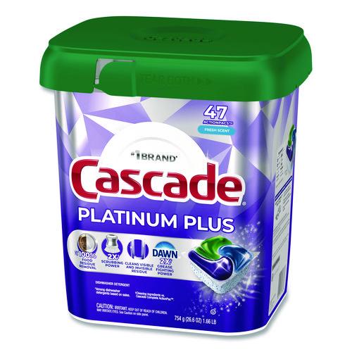 Picture of Platinum Plus ActionPacs Dishwasher Detergent Pods, Fresh Scent, 26.6 oz Tub, 47/Tub, 3 Tubs/Carton